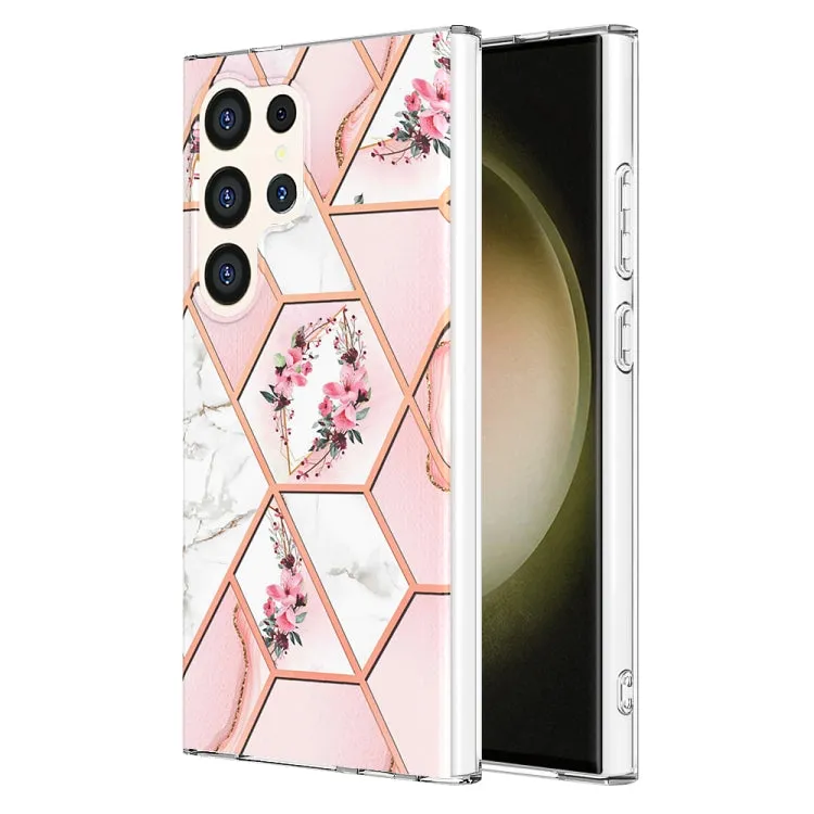 Marble Floral IMD TPU Protective Phone Case for Samsung Galaxy S24 Ultra 5G