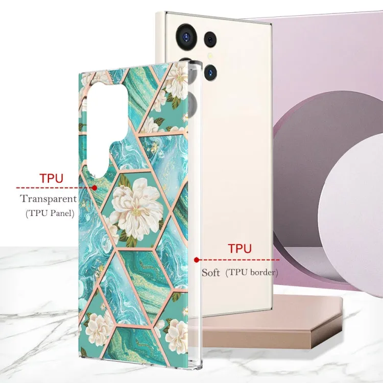 Marble Floral IMD TPU Protective Phone Case for Samsung Galaxy S24 Ultra 5G