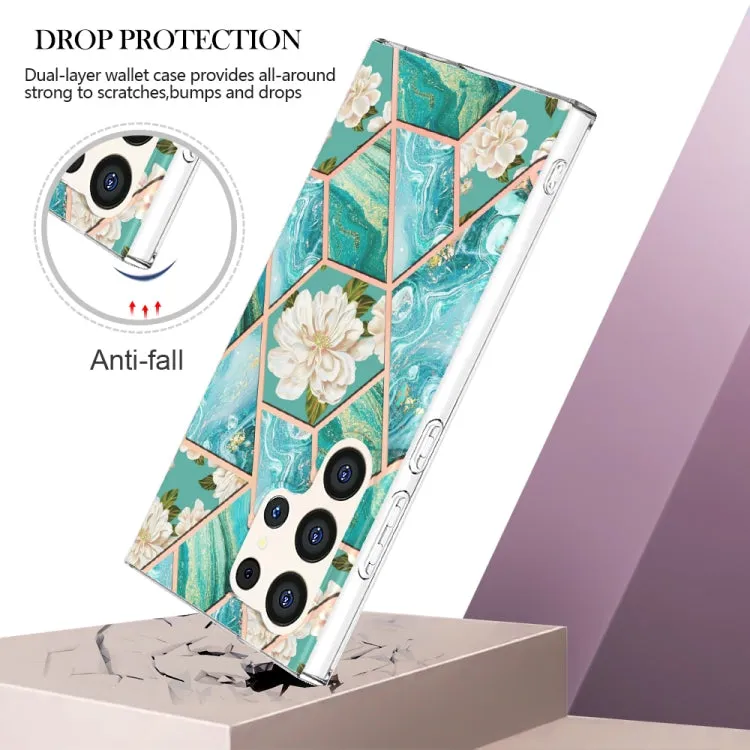 Marble Floral IMD TPU Protective Phone Case for Samsung Galaxy S24 Ultra 5G