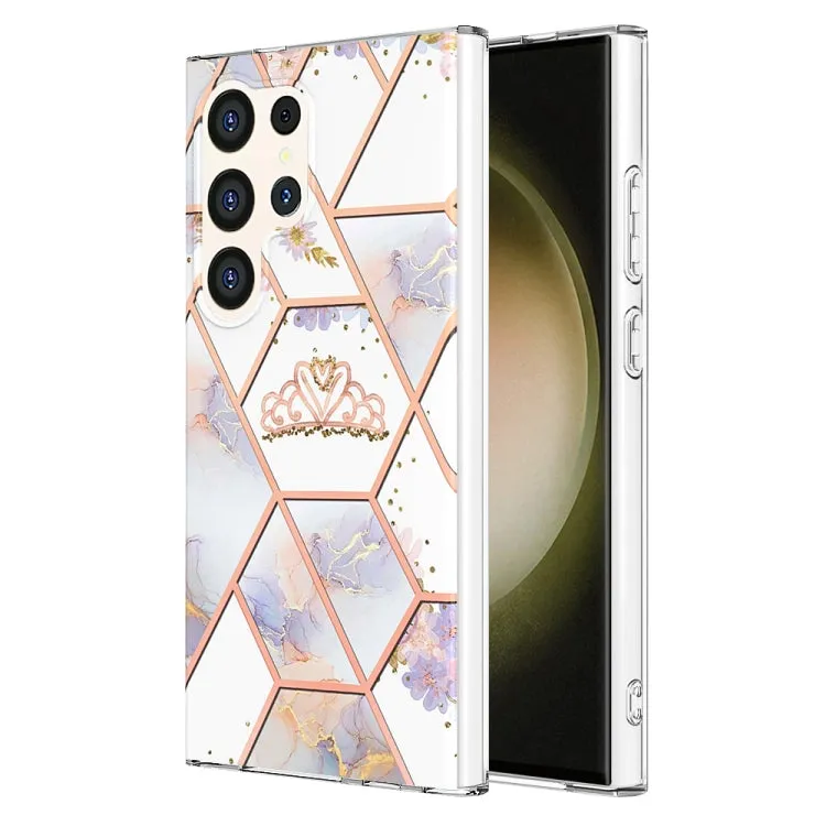 Marble Floral IMD TPU Protective Phone Case for Samsung Galaxy S24 Ultra 5G