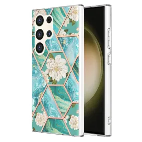 Marble Floral IMD TPU Protective Phone Case for Samsung Galaxy S24 Ultra 5G