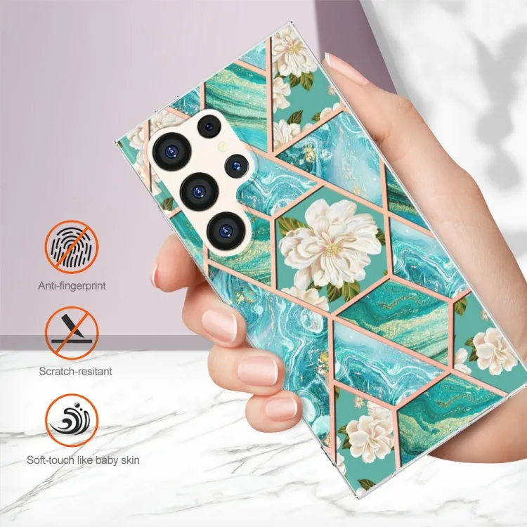 Marble Floral IMD TPU Protective Phone Case for Samsung Galaxy S24 Ultra 5G