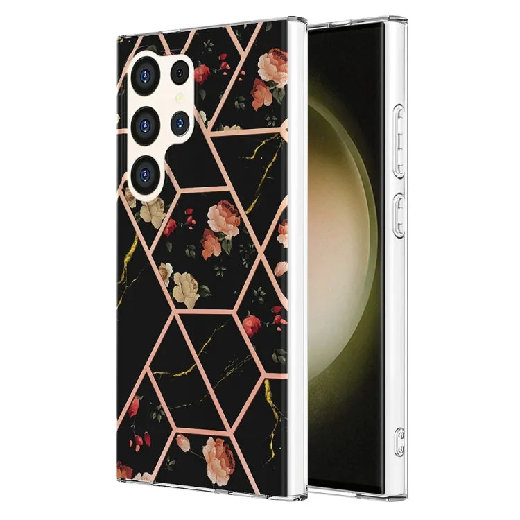 Marble Floral IMD TPU Protective Phone Case for Samsung Galaxy S24 Ultra 5G