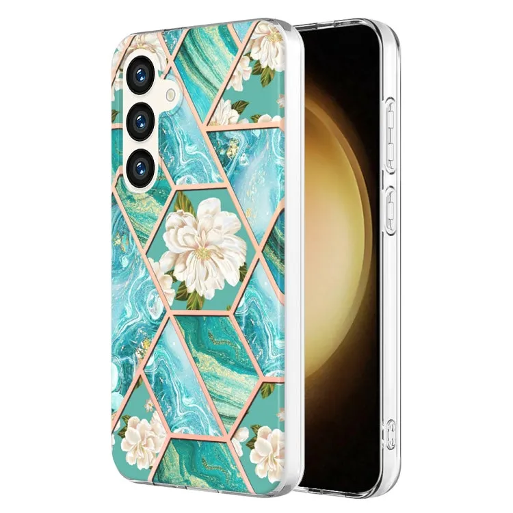 Marble Floral IMD TPU Protective Phone Case for Samsung Galaxy S24 Ultra 5G