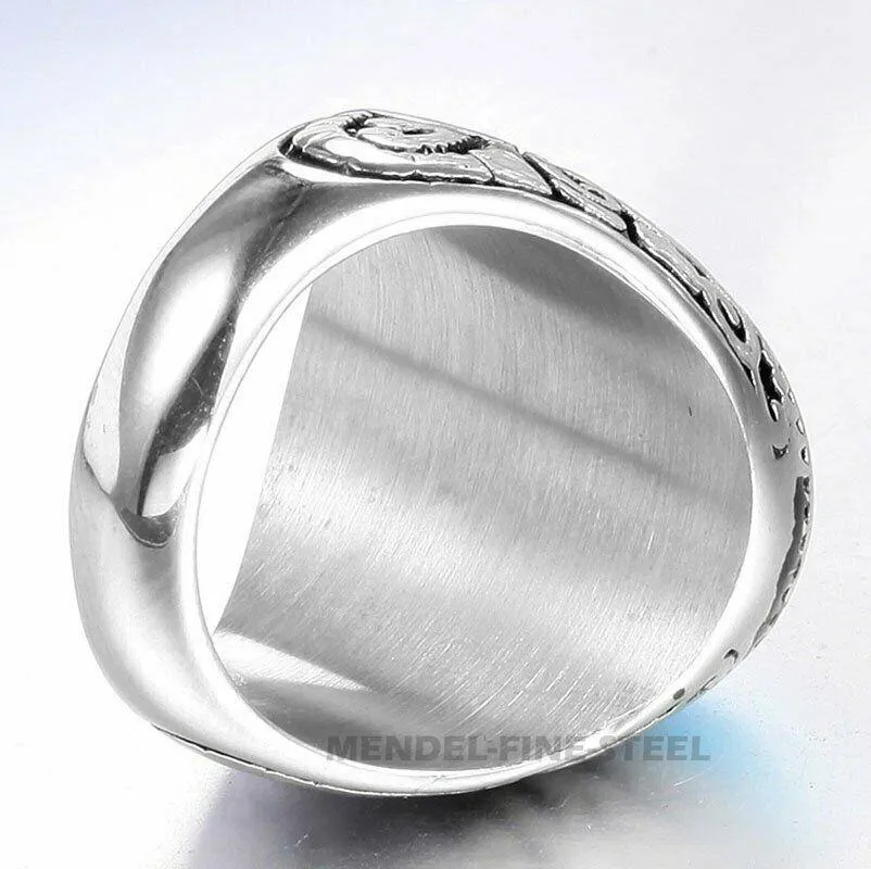 MDL™ Men's Native Indian Stainless Steel Oval Turquoise Ring (Size 7-15)