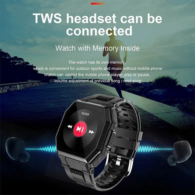 Men Bluetooth Sport Fitness Tracker Blood Pressure Smartwatch