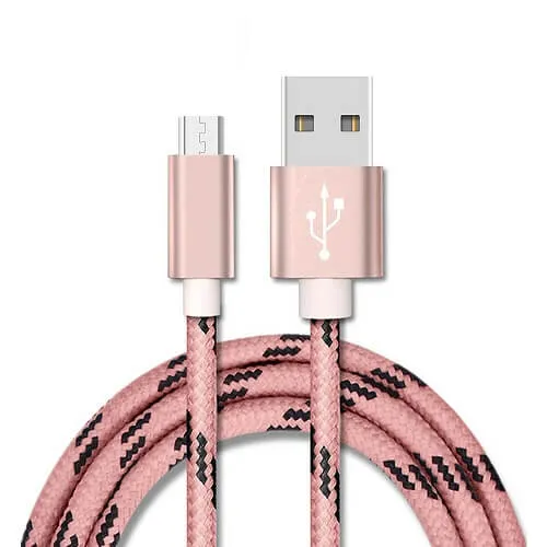 Micro USB 2.0 Fast Charging Charger Cable Cord Braided For Samsung S7 Edge S6 S5 S4 Android LG Huawei HTC (1M Rose Gold)