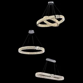 Modern Light Luxury Crystal Belt Ring Pendant Chandelier Suit for Living/Dining Room/ Bedroom
