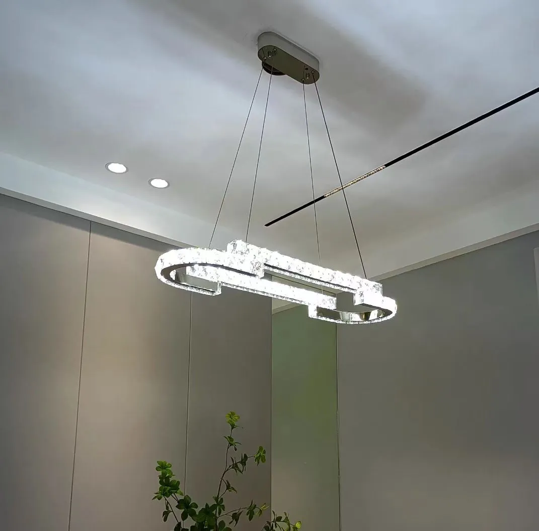 Modern Luxury Crystal Pendant Irregular Rings Chandelier Suit for Living/Dining Room/Bedroom