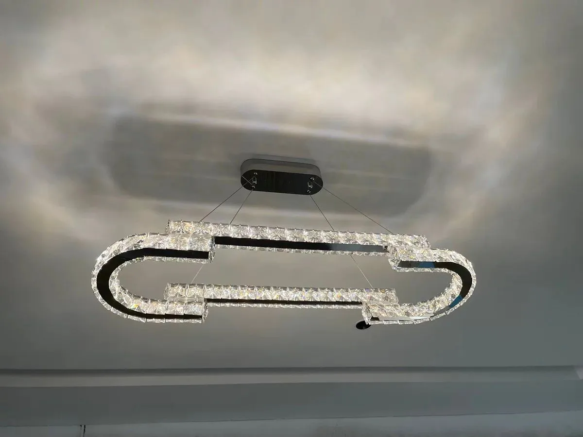 Modern Luxury Crystal Pendant Irregular Rings Chandelier Suit for Living/Dining Room/Bedroom