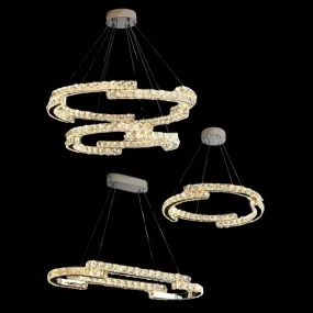 Modern Luxury Crystal Pendant Irregular Rings Chandelier Suit for Living/Dining Room/Bedroom
