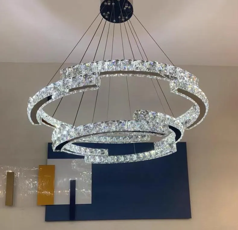 Modern Luxury Crystal Pendant Irregular Rings Chandelier Suit for Living/Dining Room/Bedroom
