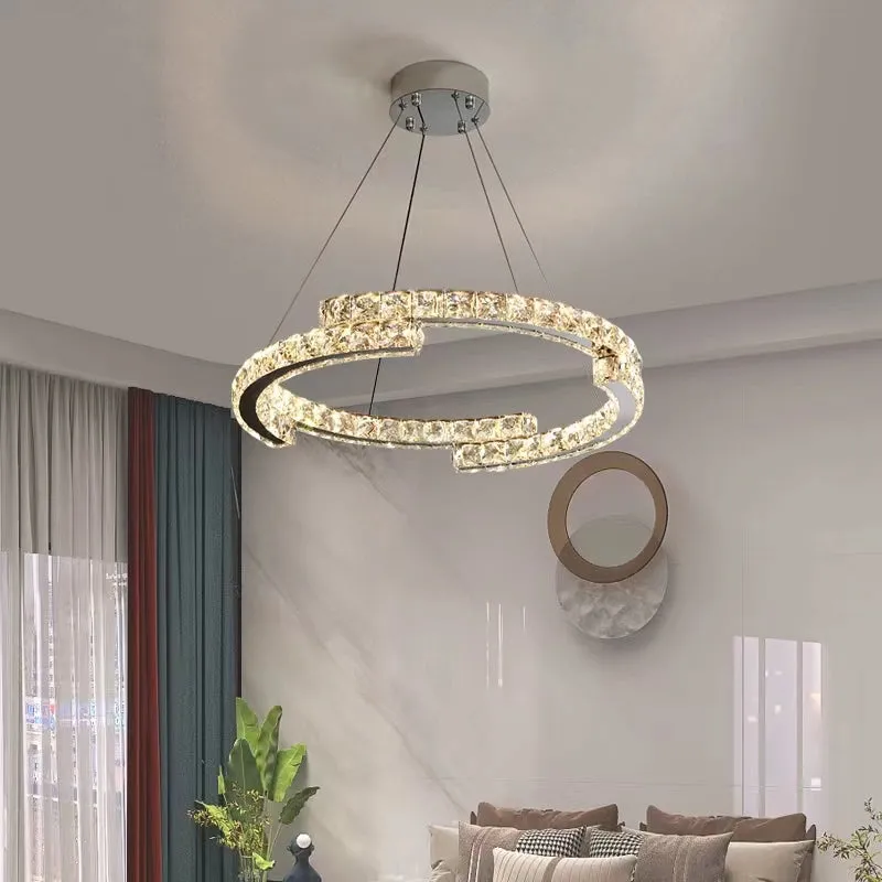 Modern Luxury Crystal Pendant Irregular Rings Chandelier Suit for Living/Dining Room/Bedroom