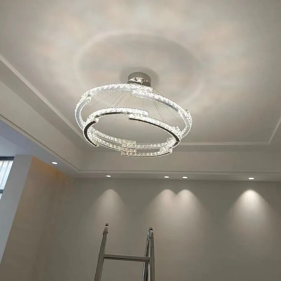 Modern Luxury Crystal Pendant Irregular Rings Chandelier Suit for Living/Dining Room/Bedroom