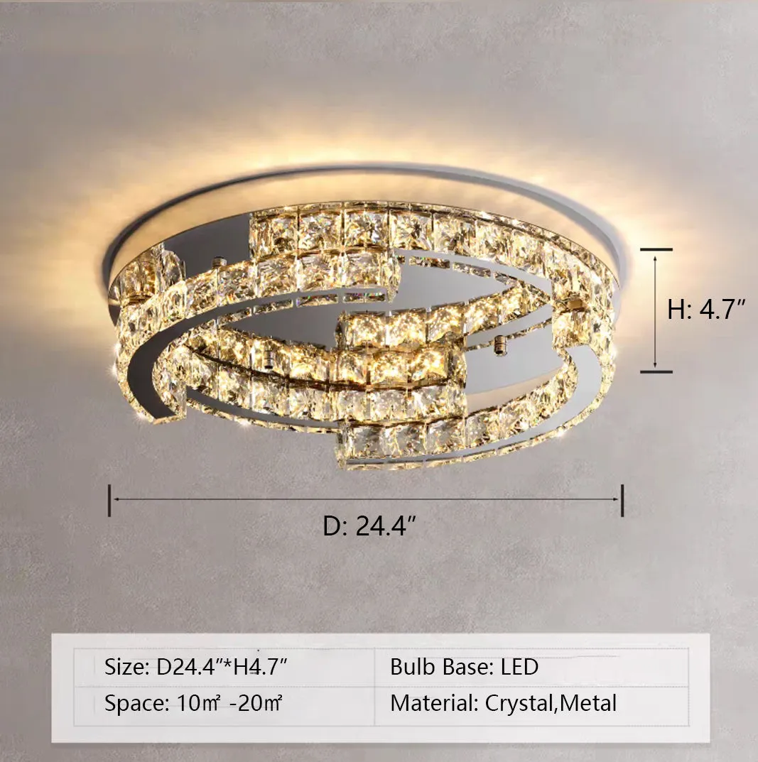 Modern Luxury Crystal Pendant Irregular Rings Chandelier Suit for Living/Dining Room/Bedroom