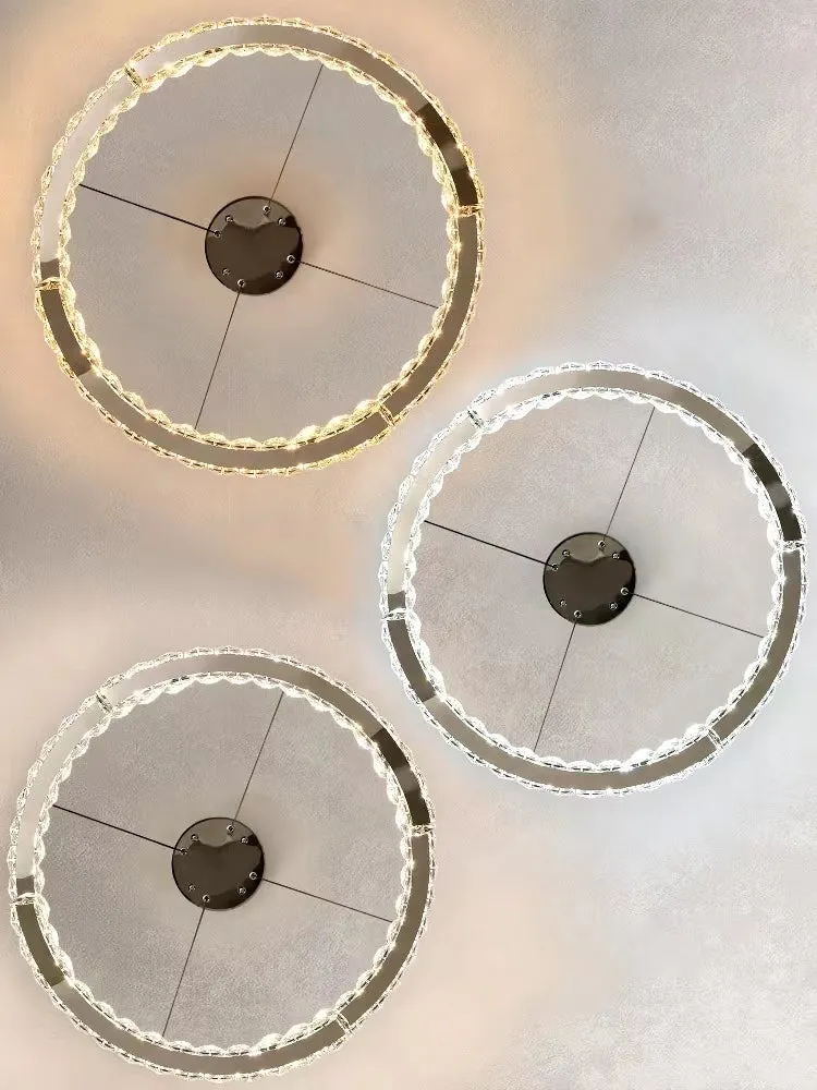 Modern Luxury Crystal Pendant Irregular Rings Chandelier Suit for Living/Dining Room/Bedroom