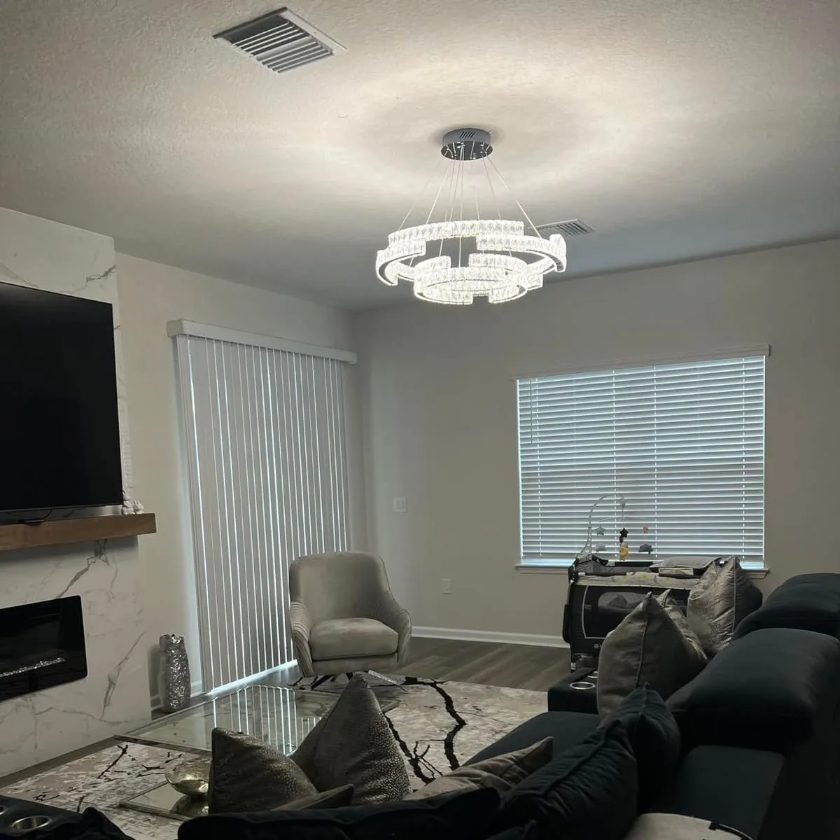 Modern Luxury Crystal Pendant Irregular Rings Chandelier Suit for Living/Dining Room/Bedroom