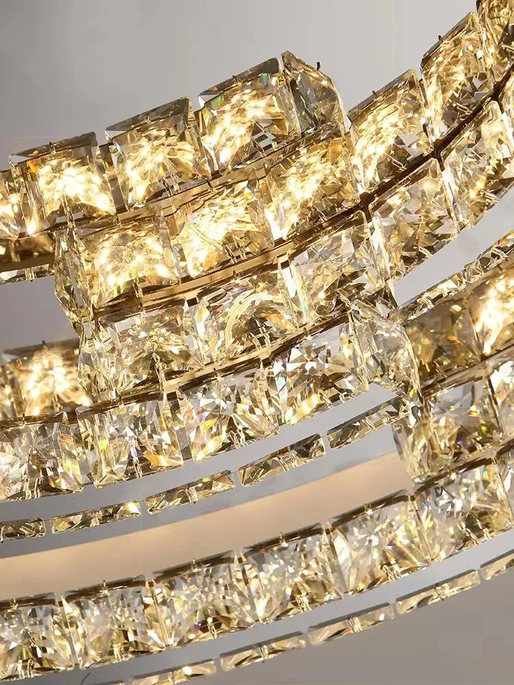 Modern Luxury Crystal Pendant Irregular Rings Chandelier Suit for Living/Dining Room/Bedroom