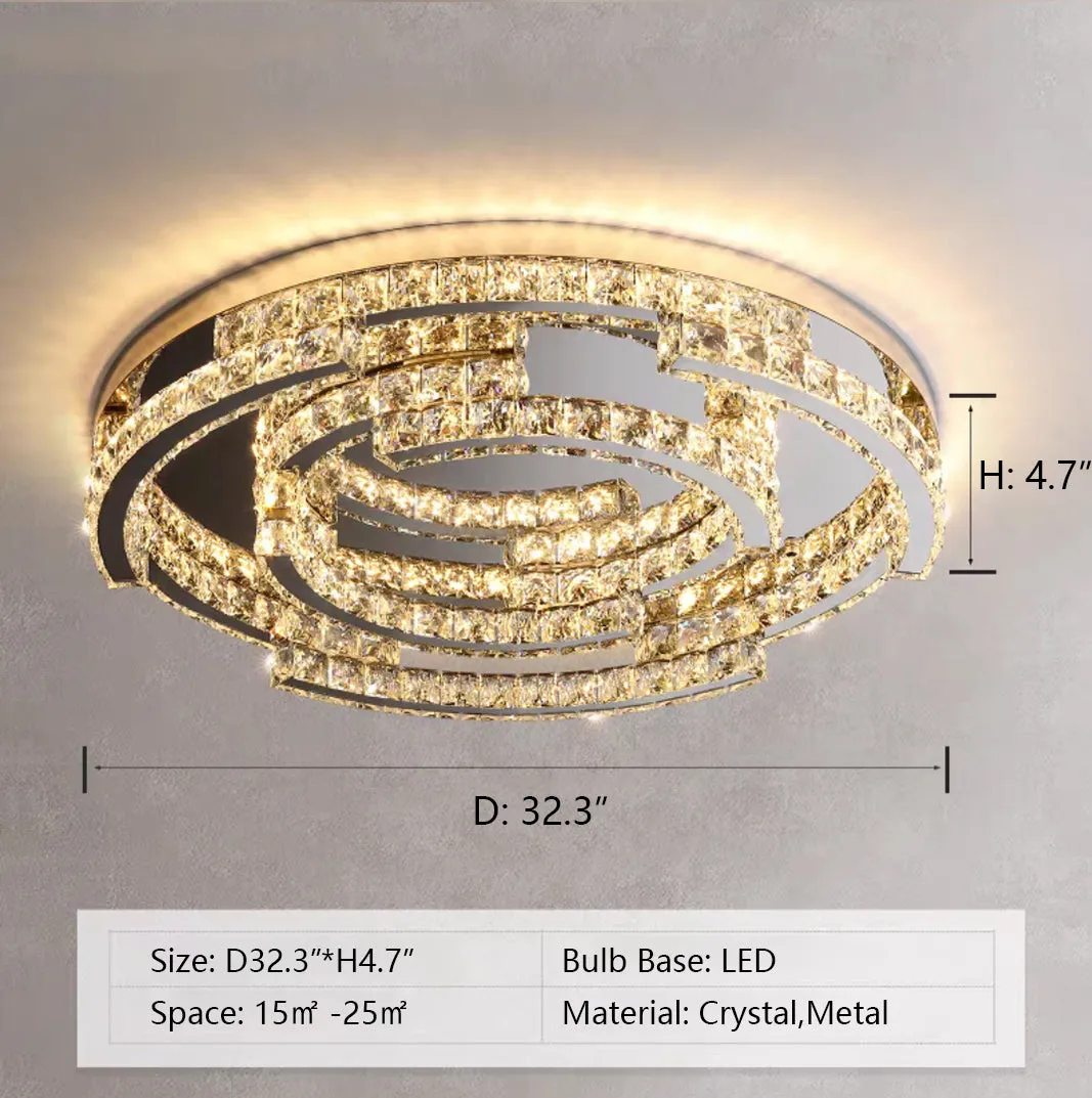 Modern Luxury Crystal Pendant Irregular Rings Chandelier Suit for Living/Dining Room/Bedroom