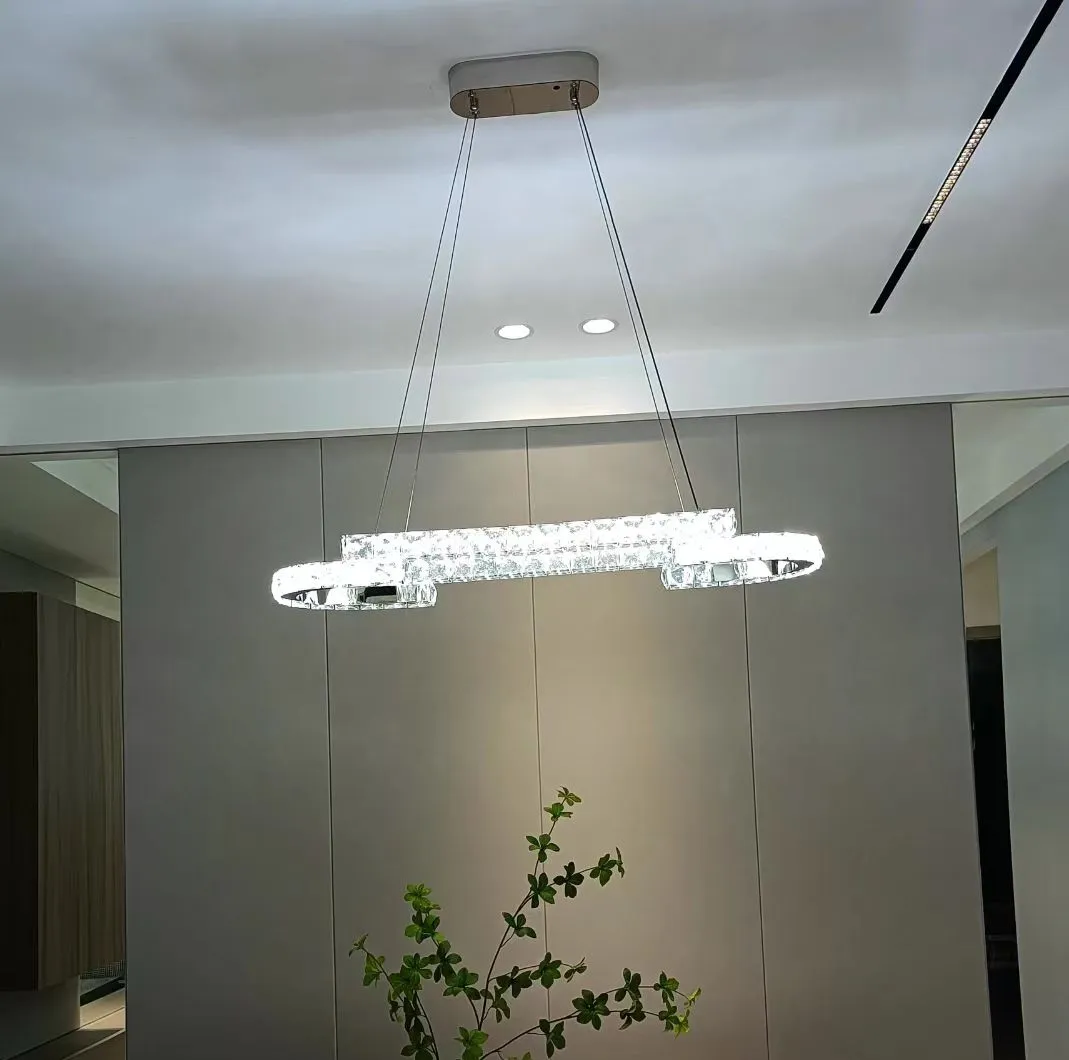 Modern Luxury Crystal Pendant Irregular Rings Chandelier Suit for Living/Dining Room/Bedroom