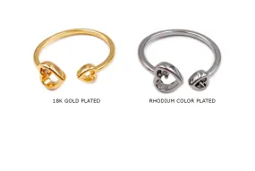 MP3967 Open Heart Ring With Cubic Zirconia CHOOSE COLOR BELOW