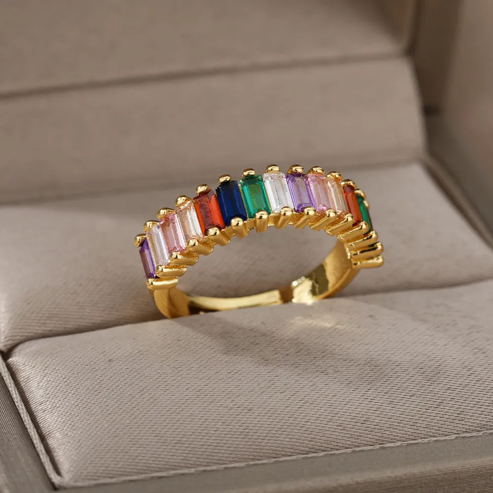 Multi Color VVS baguette ring - Gold