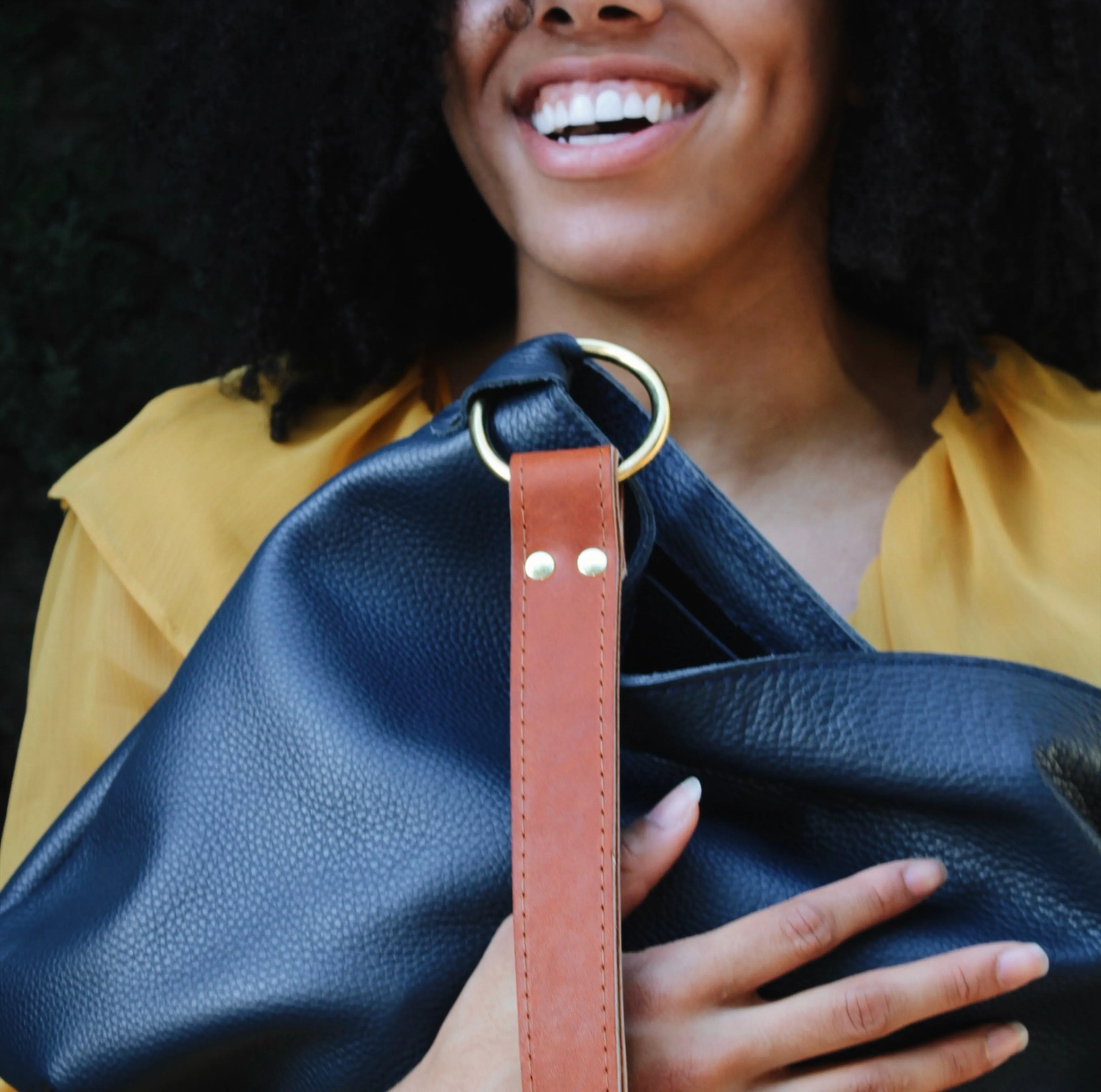 Navy Leather Hobo