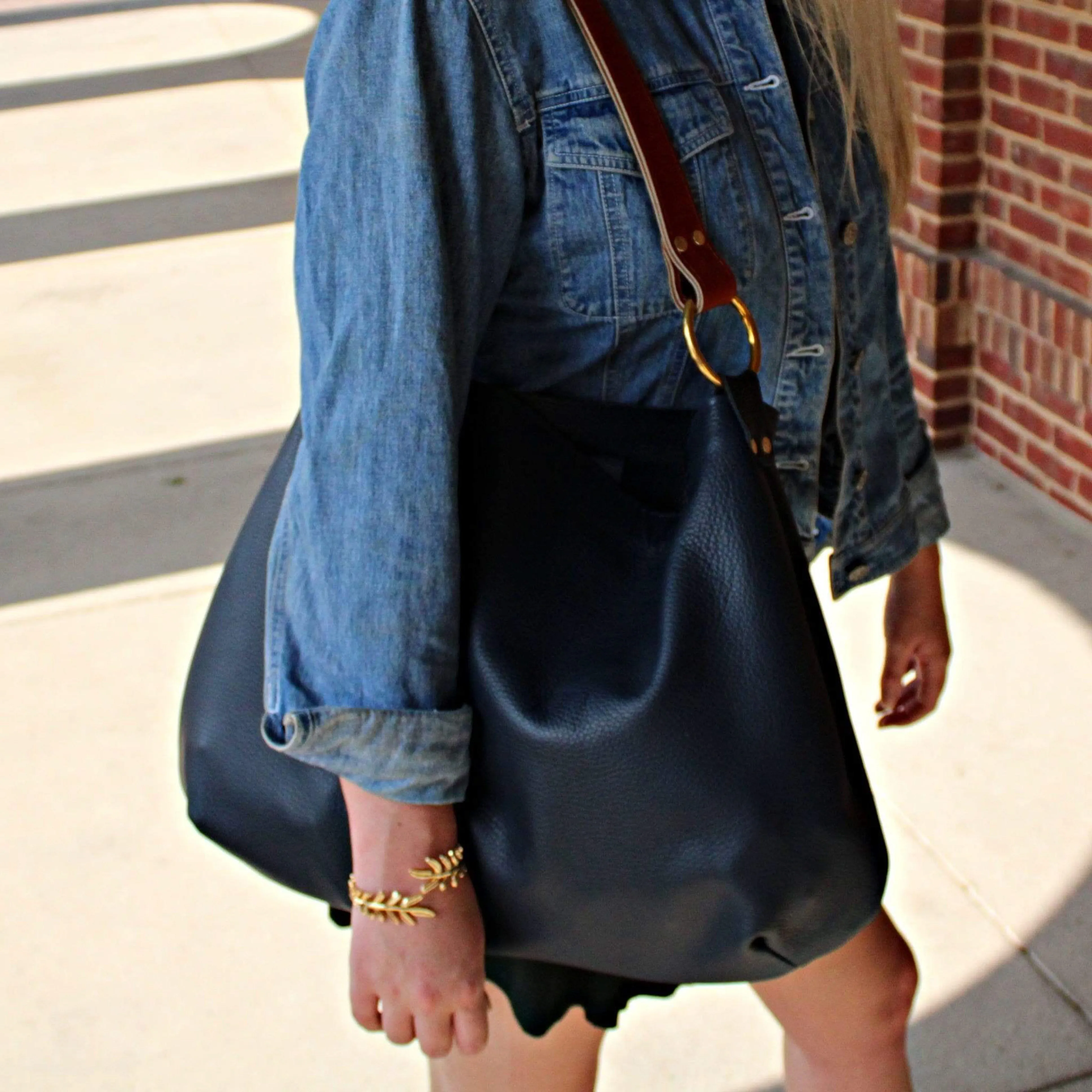 Navy Leather Hobo
