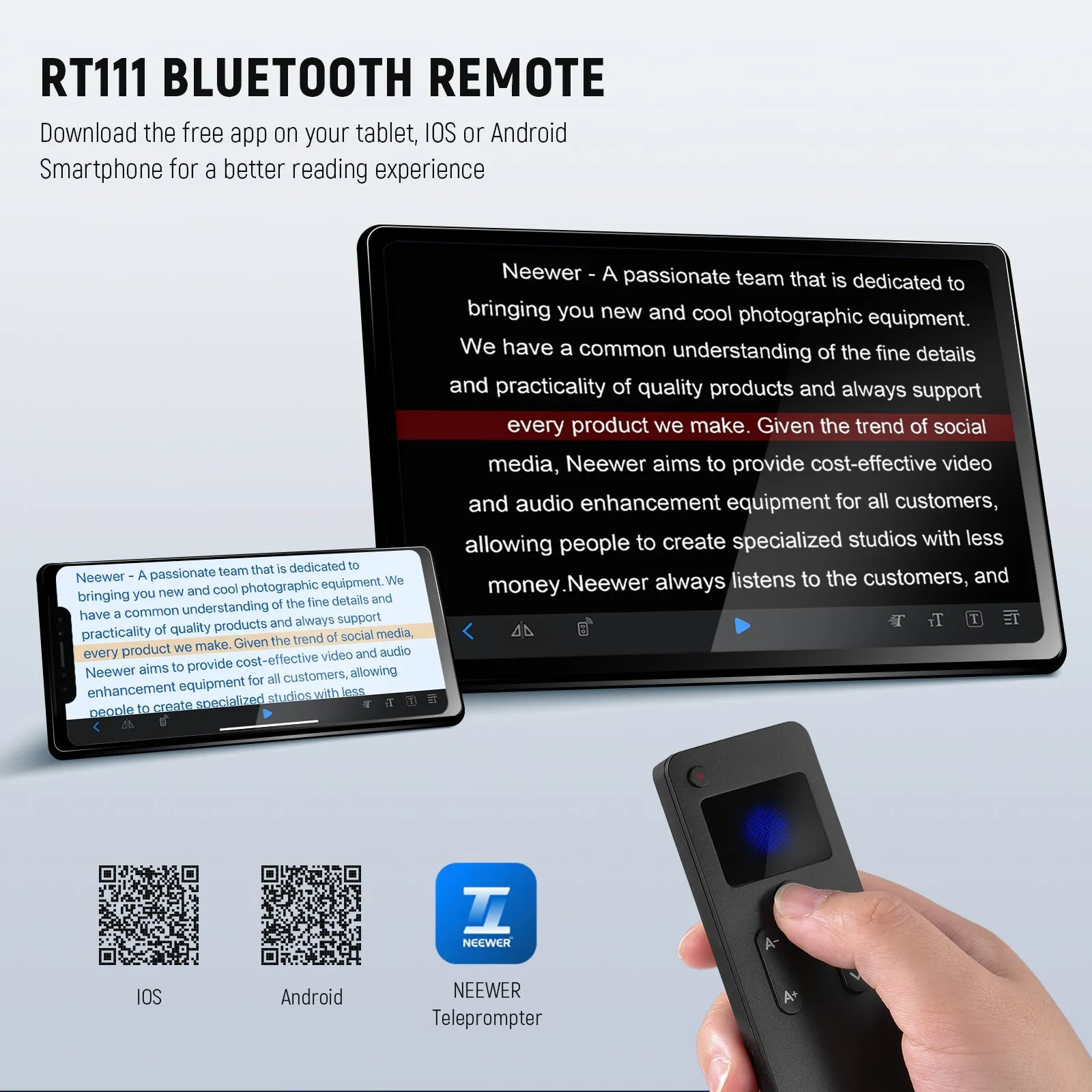 NEEWER Remote Control RT111 for NEEWER Teleprompter App