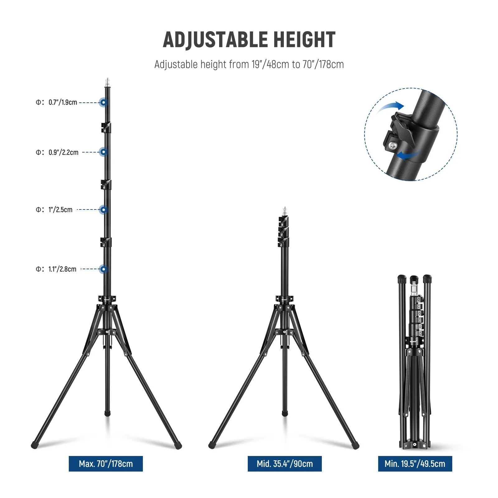 NEEWER ST178R All Metal Foldable Light Stand