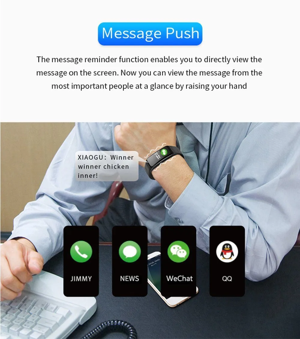 New Colour IPS Screen Smart Band wrist Bracelet Wristband Heart Rate Monitor Waterproof Bluetooth Smartband for IOS Android Windows