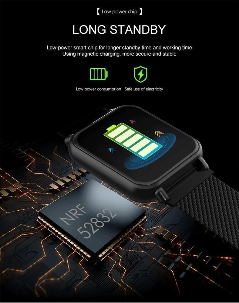 New IP67 Waterproof Slim Smart Watch Heart Rate Blood Pressure Oxygen Monitor Fitness Tracker For iOS Android