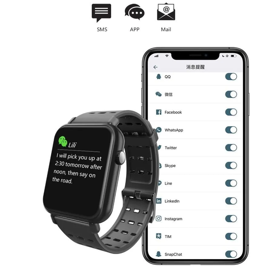 New IP67 Waterproof Slim Smart Watch Heart Rate Blood Pressure Oxygen Monitor Fitness Tracker For iOS Android