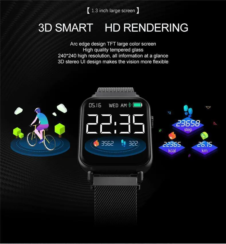 New IP67 Waterproof Slim Smart Watch Heart Rate Blood Pressure Oxygen Monitor Fitness Tracker For iOS Android