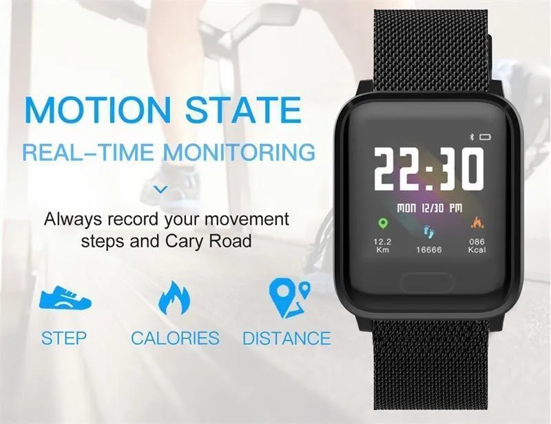 New IP67 Waterproof Smart Watch Heart Rate Blood Pressure Oxygen Sleep Smart Bracelet Fitness Tracker For iOS Android