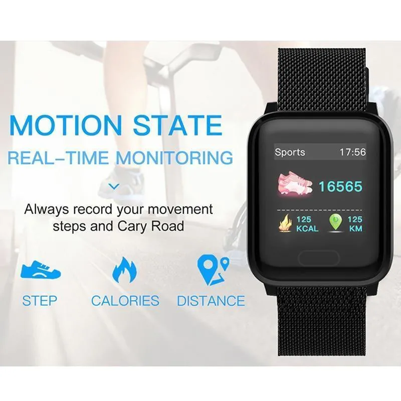 New IP67 Waterproof Smart Watch Heart Rate Blood Pressure Oxygen Sleep Smart Bracelet Fitness Tracker For iOS Android