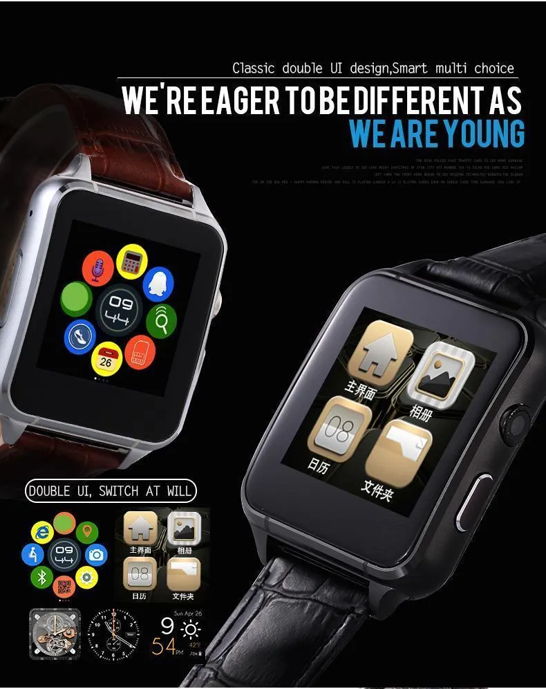 New Leather Band Bluetooth Smart Watch With Gesture Control Heart Rate Monitor Anti-Lost 30W Camera For iPhone Android