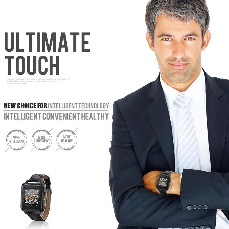 New Leather Band Bluetooth Smart Watch With Gesture Control Heart Rate Monitor Anti-Lost 30W Camera For iPhone Android