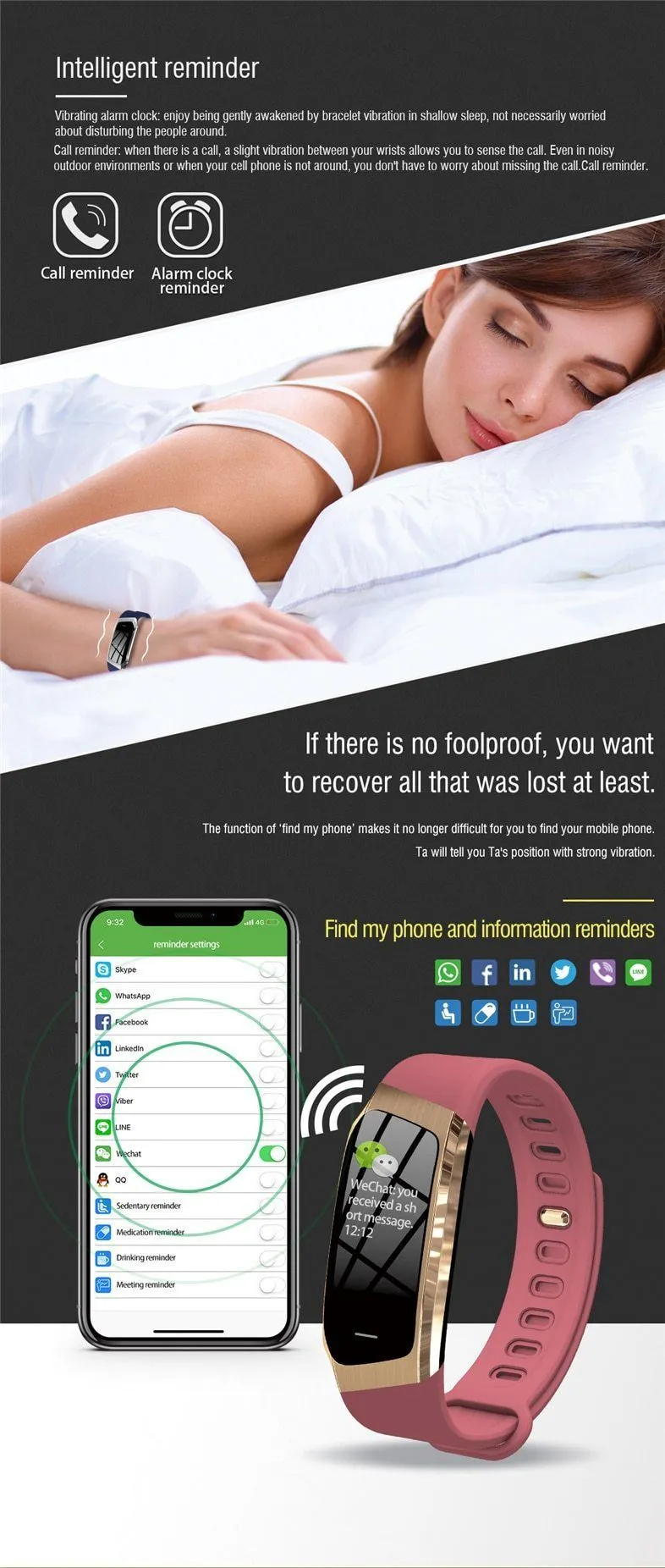 New Smart Band Colour Touch Screen IP67 Waterproof Blood Pressure Oxygen Heart Rate Monitor Sport Bracelet