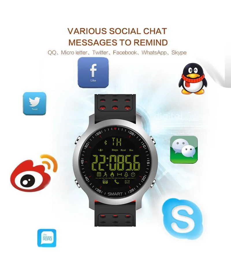 New Smart Sports Bluetooth Water-Resistant Watch with Call Notification Remote Control Alarm Clock