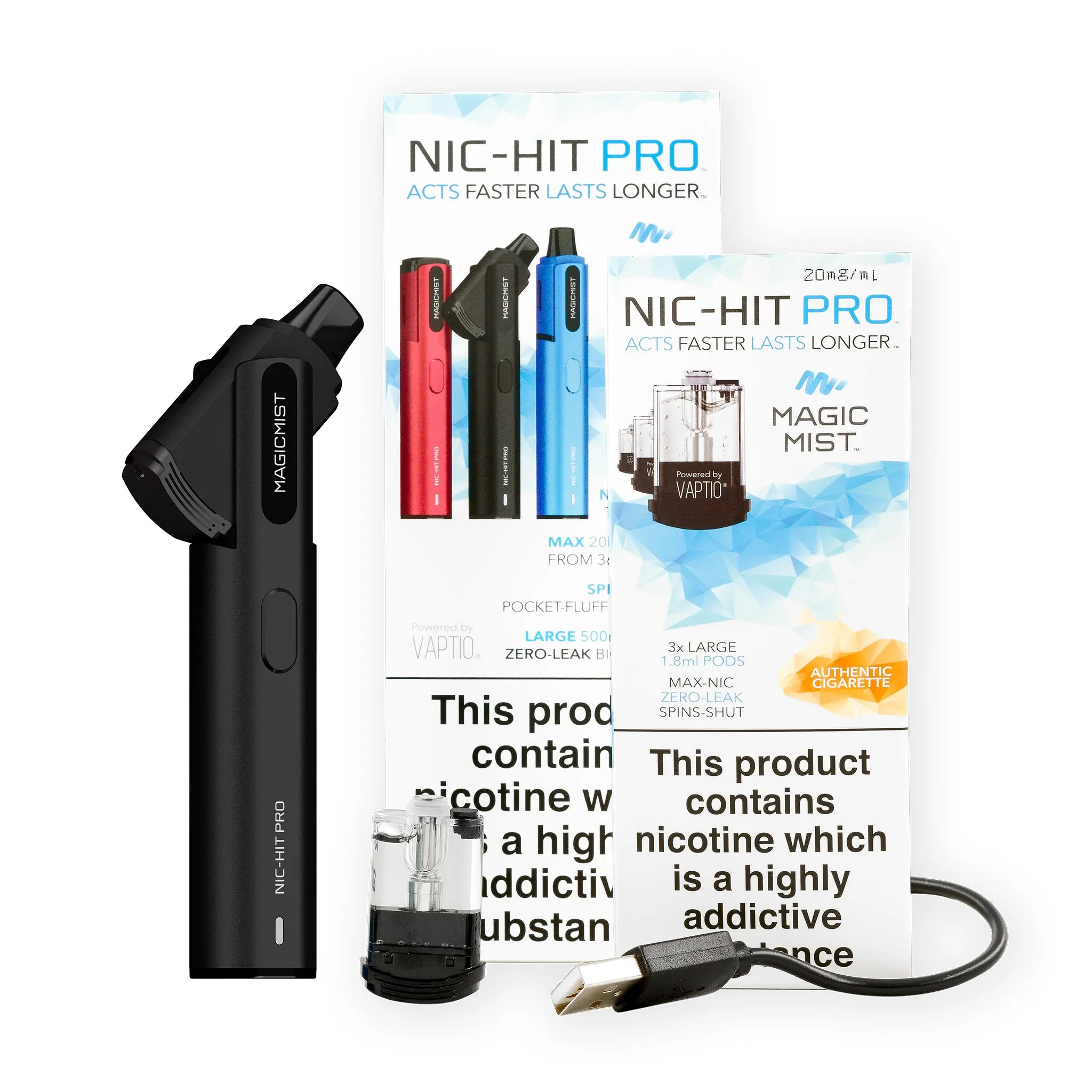 Nic-Hit Pro Starter Kit - Maximum Nicotine. Acts Faster. Lasts Longer.
