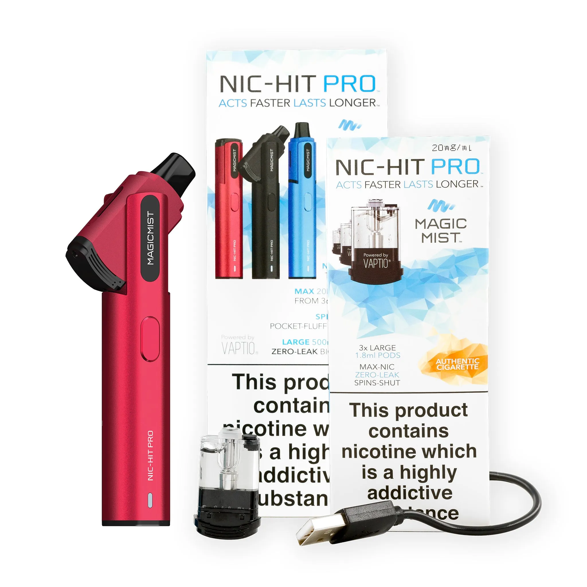 Nic-Hit Pro Starter Kit - Maximum Nicotine. Acts Faster. Lasts Longer.