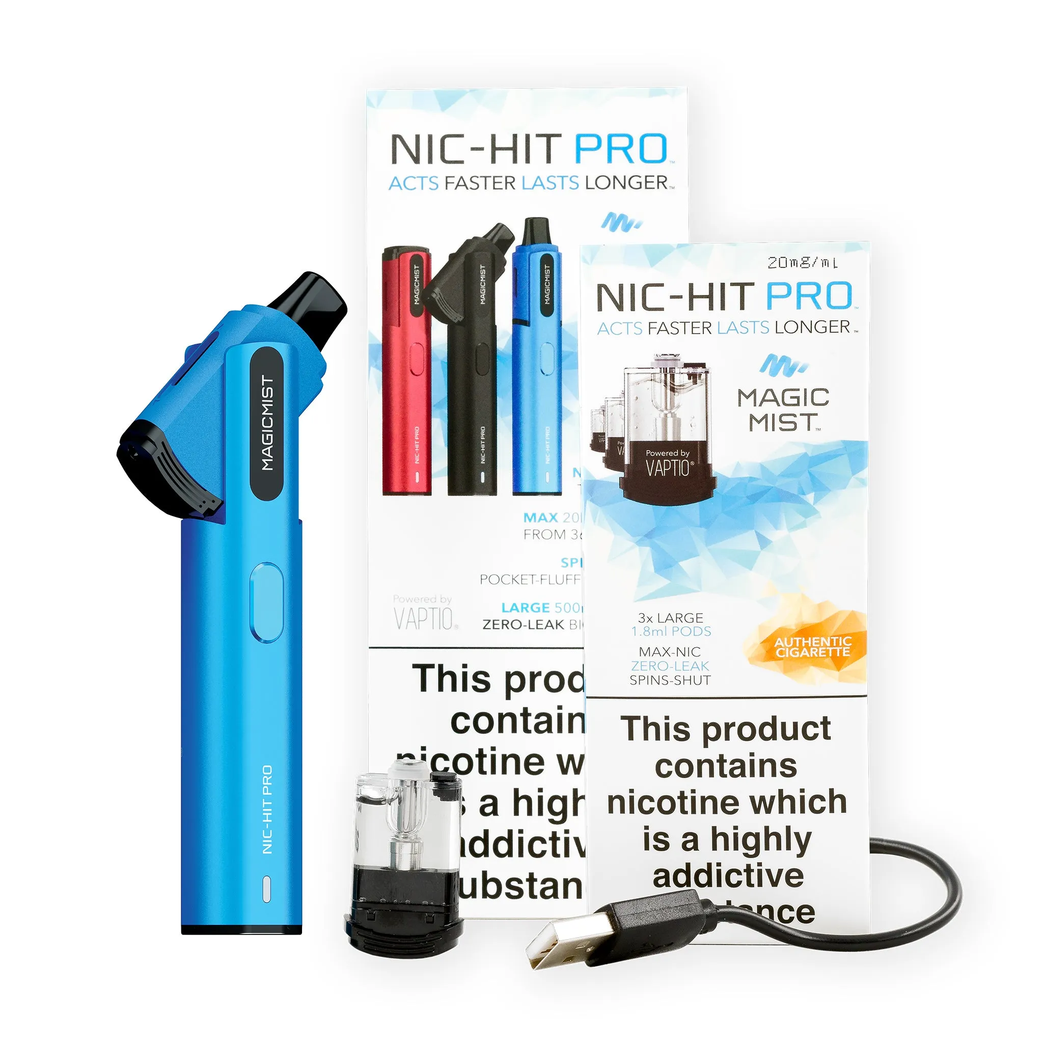 Nic-Hit Pro Starter Kit - Maximum Nicotine. Acts Faster. Lasts Longer.