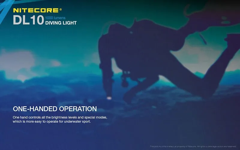 Nitecore DL10 Diving light with NL1826R 2600mAh USB Rechargeable 18650 Battery