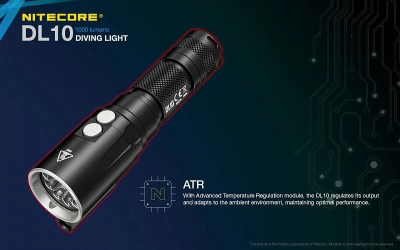 Nitecore DL10 Diving light with NL1826R 2600mAh USB Rechargeable 18650 Battery