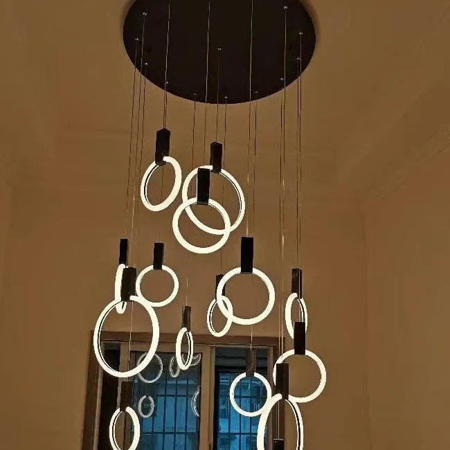 Nordic Postmodern Muti-Rings Rotating Creative For Staircase/Dinging Room