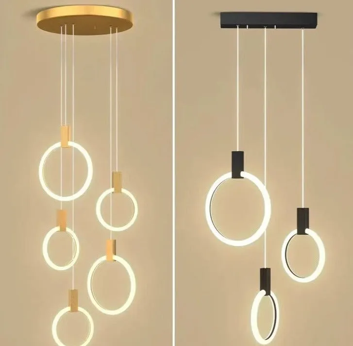 Nordic Postmodern Muti-Rings Rotating Creative For Staircase/Dinging Room