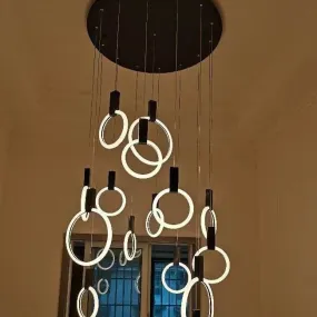 Nordic Postmodern Muti-Rings Rotating Creative For Staircase/Dinging Room