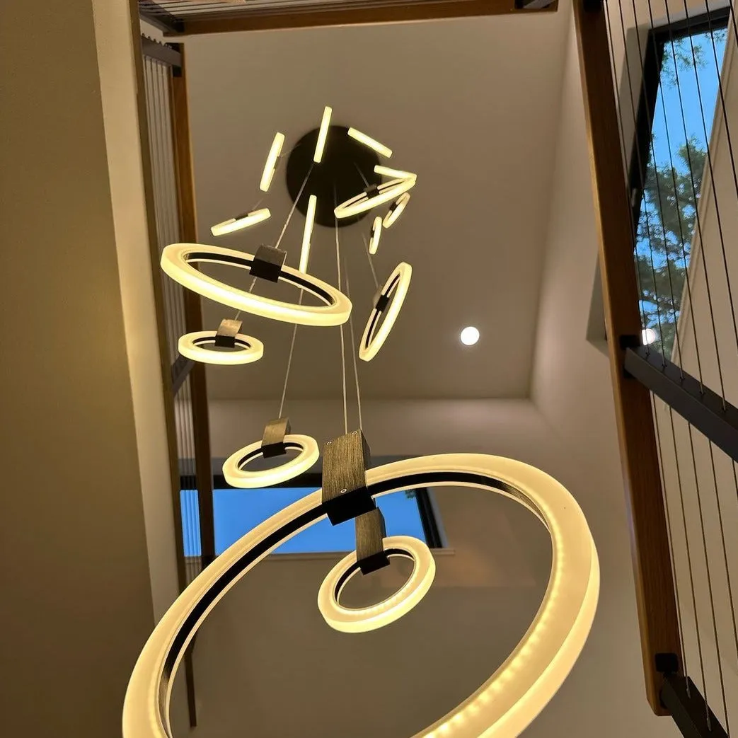 Nordic Postmodern Muti-Rings Rotating Creative For Staircase/Dinging Room