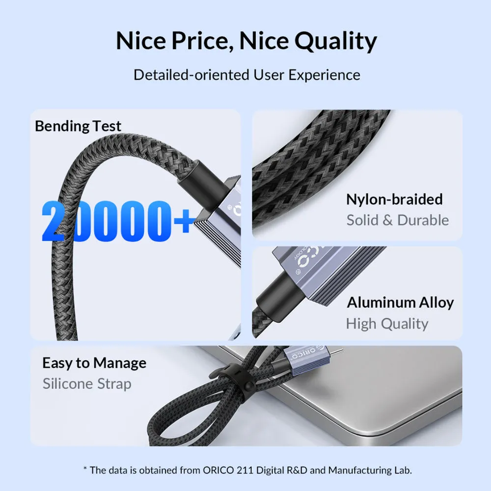 ORICO GQA12 (1m / 1.5m / 2m) USB-A to Lightning Fast Charging Data Cable 5V/2.4A 12W, 480Mbps Transmission Rate, Nylon-Braided Aluminum Alloy for iPhone, iPad, Air Pods